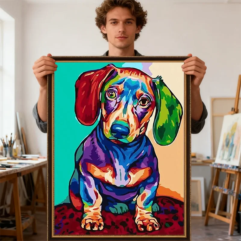 

2026 New style Dog Family Cross Stitch Kits Cartoon Colourful Animal Series Printed DIY Embroidery Kit Hobby Handicraft
