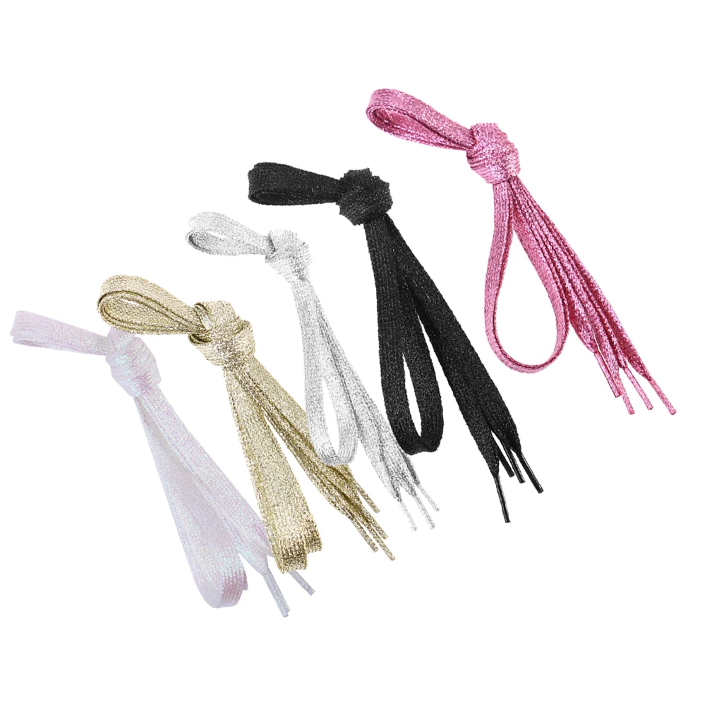 

5pcs Colored Shoelaces 110cm Flat Glitter Pearlescent Shoe Lace Colorful Shimmer Sneakers Accessories Fashion Trend
