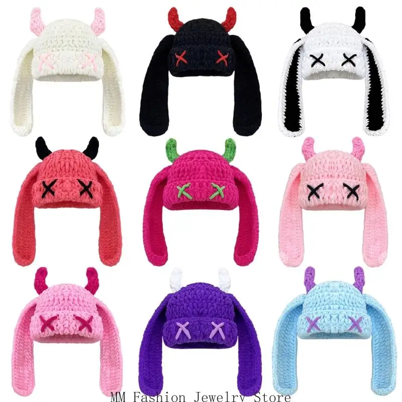 

D0UB Мягкая эластичная шапка в стиле аниме Дьявольская шляпа с рогом теплые головные уборы аксессуары для косплея для взрослых