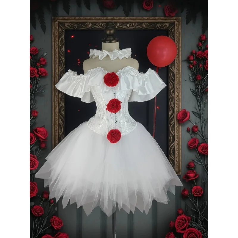 Women Corsets Suit With Skirt Circus Performance Cosplay Party Carnival Jester Dress Costume