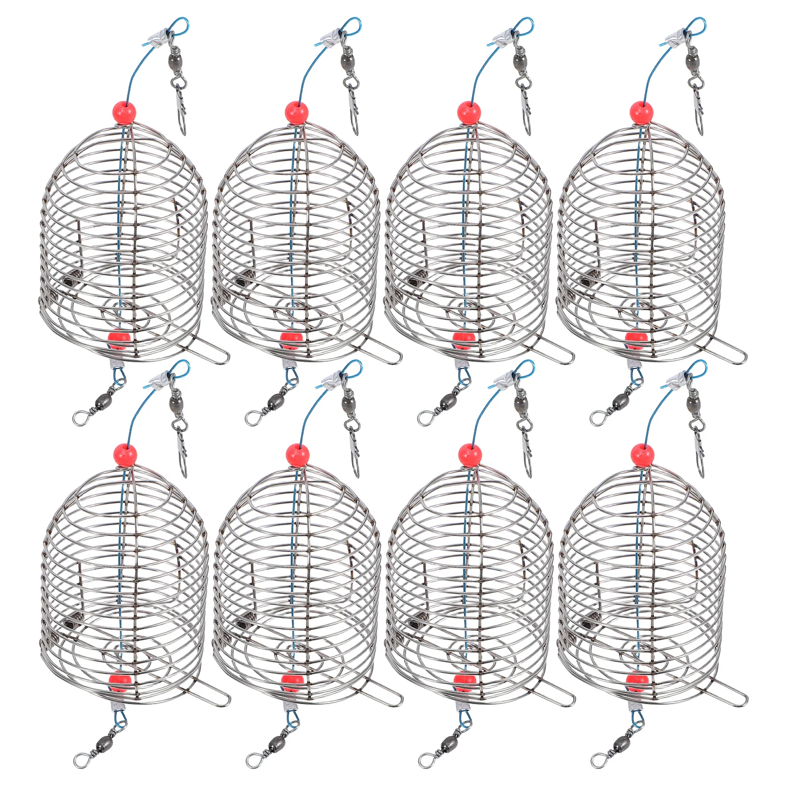 

8 Pcs Stainless Steel Bait Cage Fishing Holder for Small Trap Feeder Basket Baskets