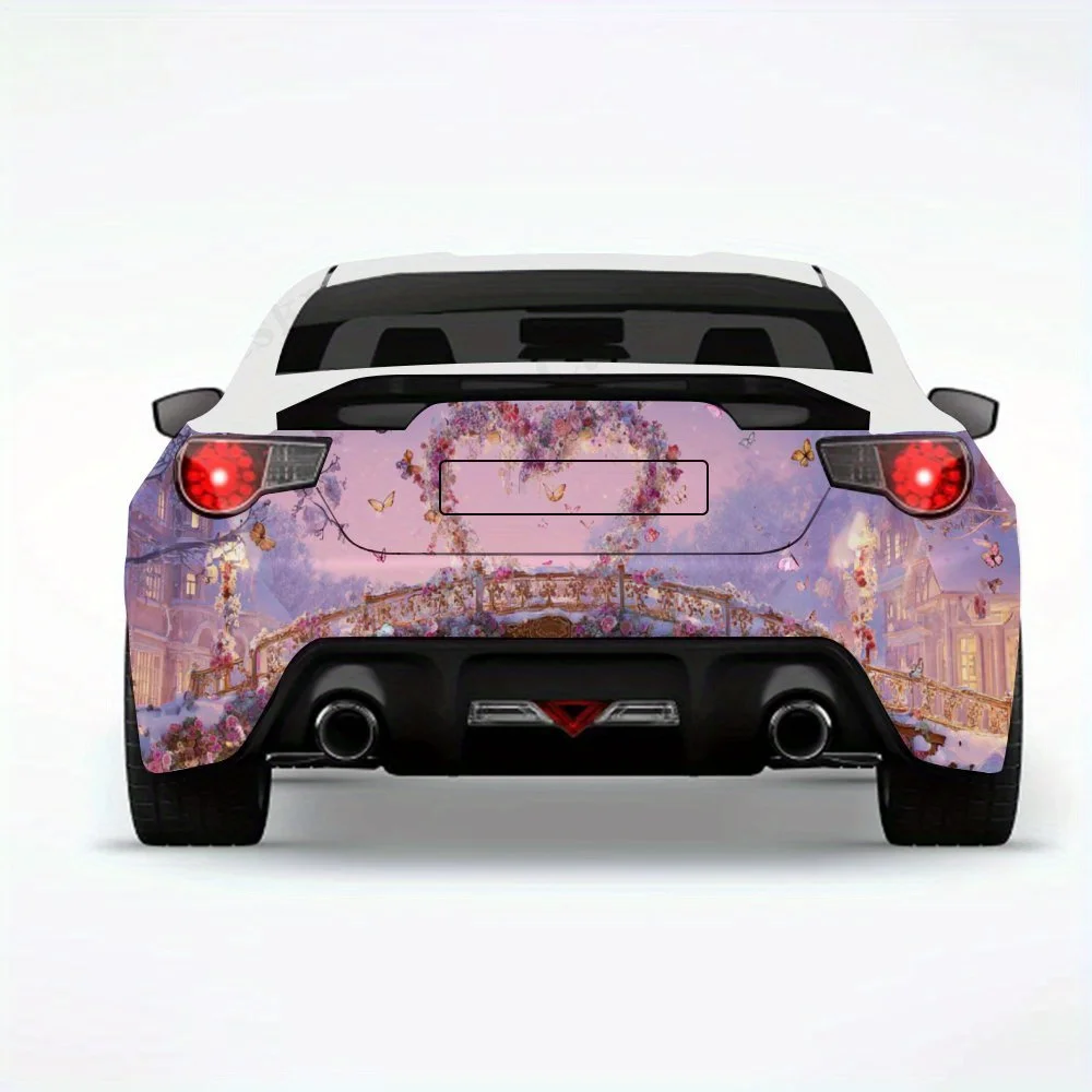 

Fantasy Bridge Scene - виниловая наклейка на заднюю часть автомобиля, водонепроницаемые самоклеящиеся виниловые наклейки для хвоста и бампера автомобиля, украшение