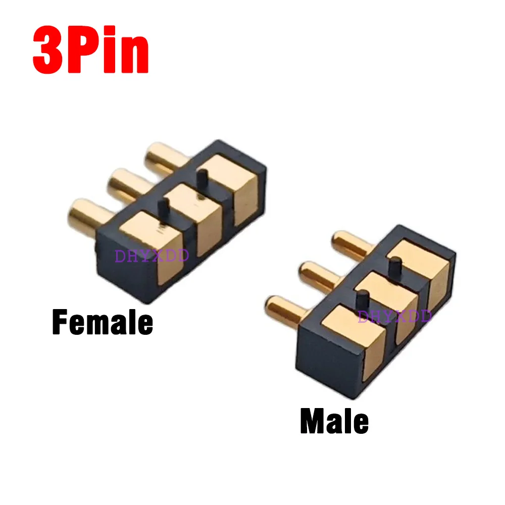5Pcs Spring Loaded Pogo Pin Connector 3 PIN Right Angle Surface Mount SMD Male Female Target Pad SMT Pitch 2.5 MM Contact Probe