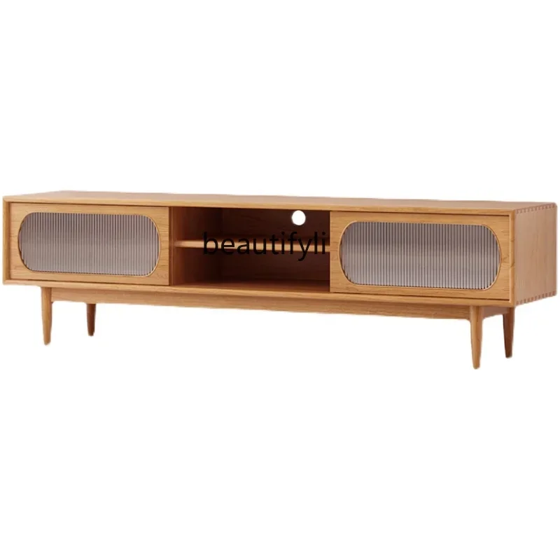 

V VNordic Minimalist Solid Wood TV Cabinet Living Room Floor Cabinet Low Cabinet Multi-Function Locker Modern