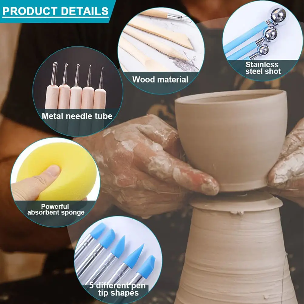 

Набор инструментов для лепки из глины и скульптуры, 1 комплект, для моделирования, выравнивания и придания закругленных краев, набор для скульптуры и моделирования из глины