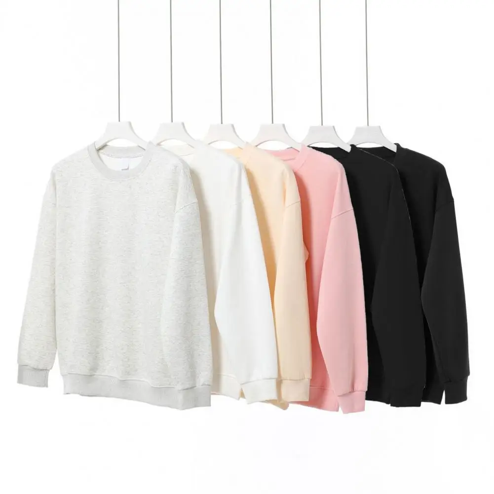 

Толстовка с круглым вырезом Уютная термотолстовка унисекс для осенне-зимней одежды Спортивная однотонная толстовка с круглым вырезом и длинными рукавами для улицы