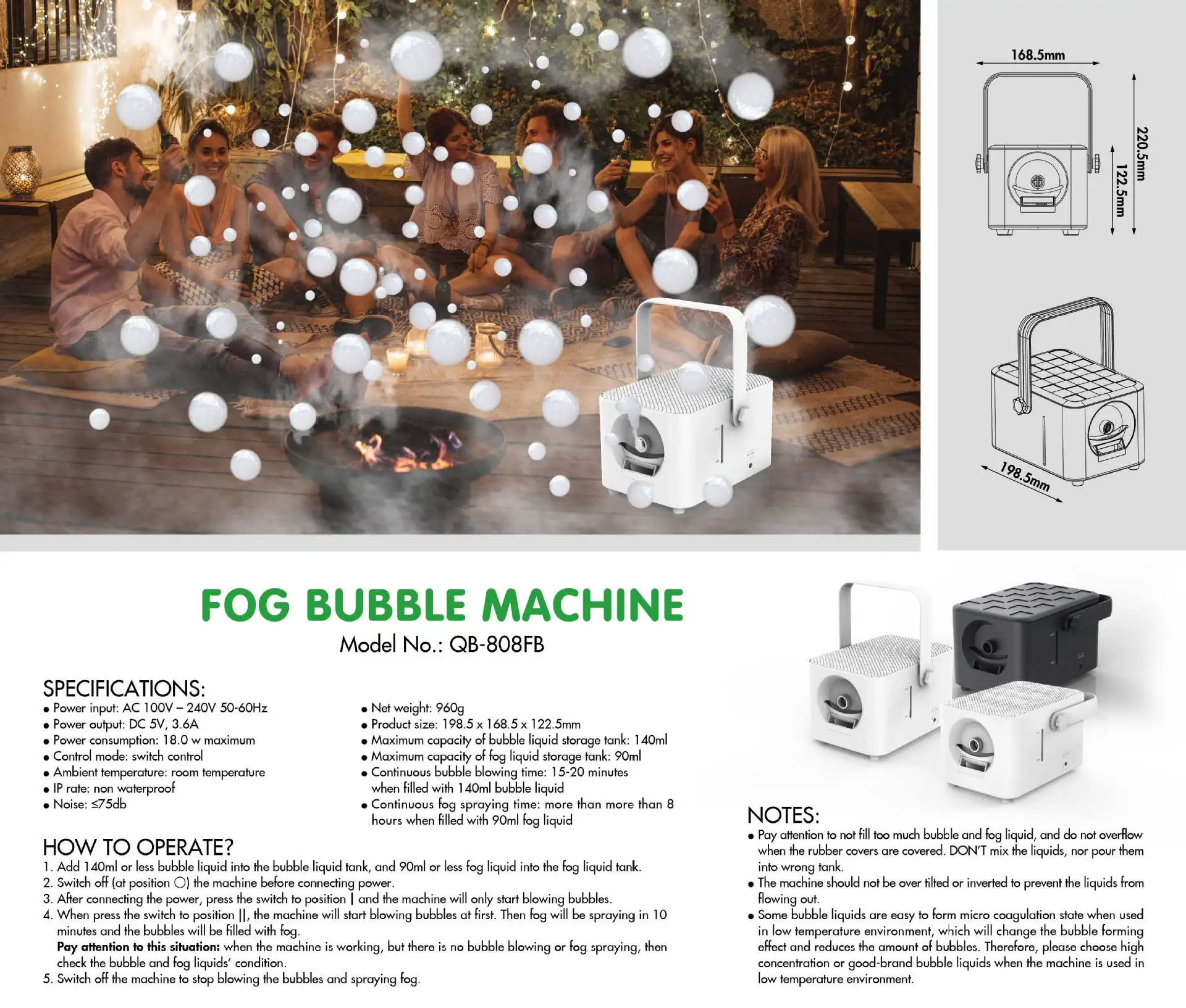 Fog Bubble Machine Portable Fully Automatic Support Plug-In Or Battery Or Use Mobile Power Bank 2 Speed Children's Toy Gifts