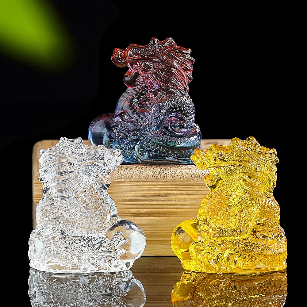 

Colorful Glazed Chinese Dragon Miniature Ornament Home Figurines Paperweight Feng Shui Desk Decoration Accessories Craft Gifts