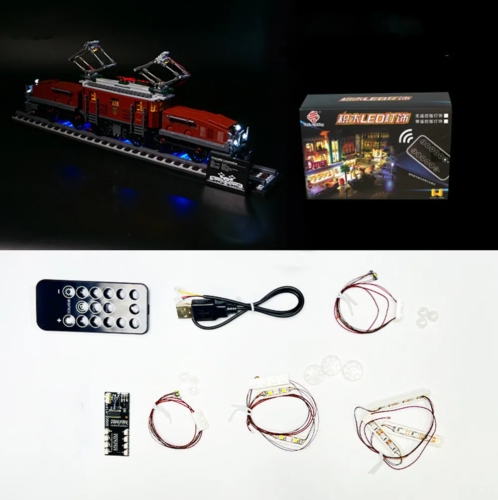 مجموعة إضاءة LED لمكعبات بناء قطار قاطرة التمساح 10277 (لا تشمل الطوب النموذجي)