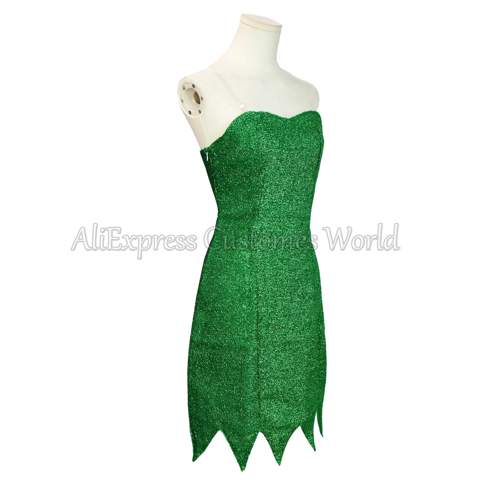 Tinker Bell Tinkerbell Uniforms Green Dress Pixie Fairy Cosplay Costume Yellow Wigs Halloween Party Sexy Cosplay Mini Dresses view 4