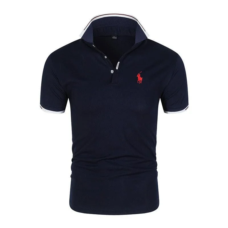

2025 High end brand men's polo shirt summer new fashion pony print short sleeved business casual lapel breathable men's clothing