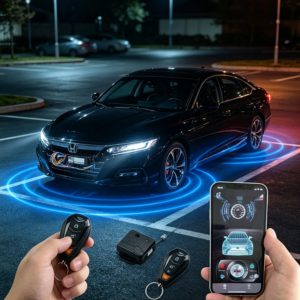New Universal Car Vehicle Security System Burglar Alarm Protection Anti-theft System 2 Remote Control with Siren Wiring Harness