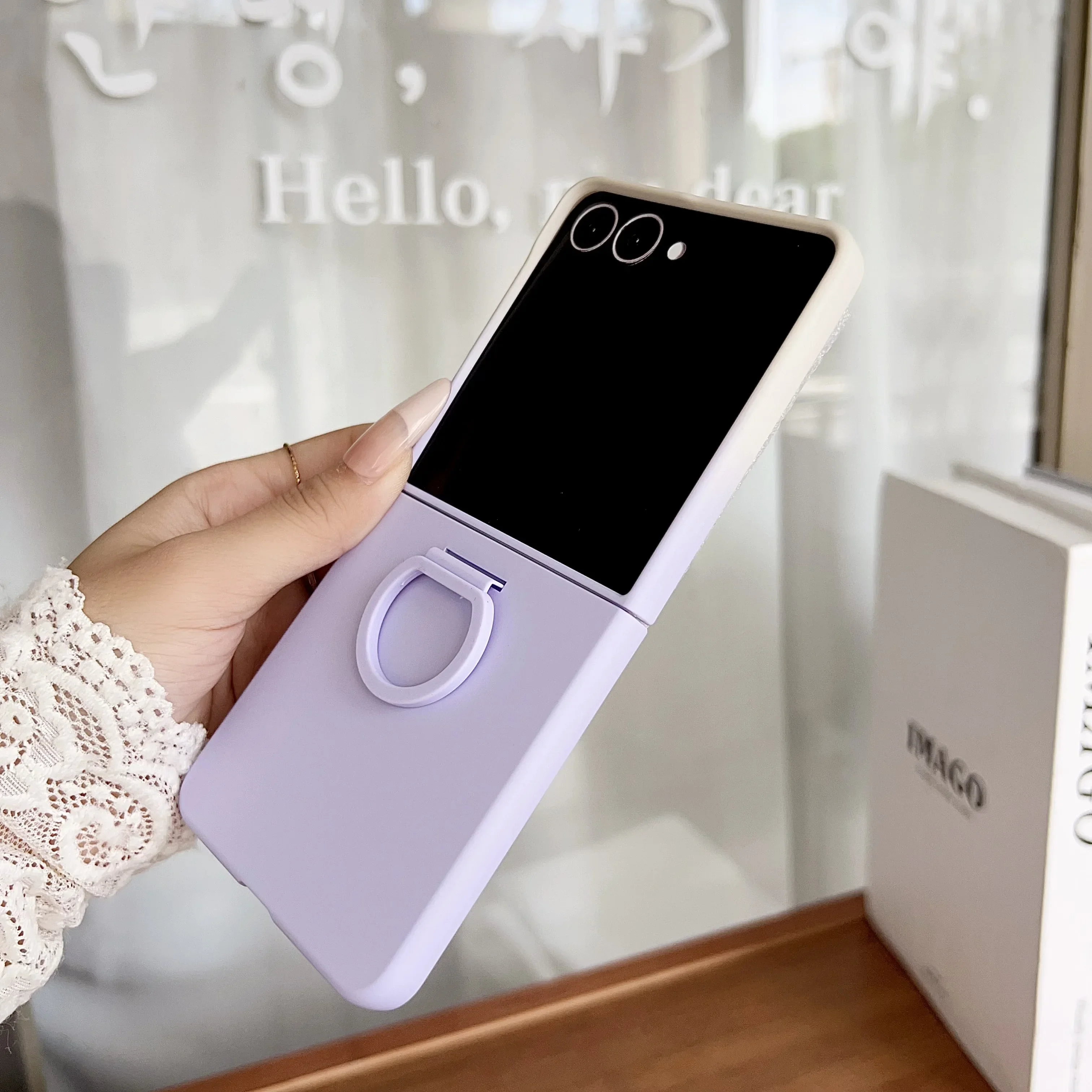 Hartschalen-Handyhülle mit Farbverlauf und Ring für Samsung Galaxy Z Flip 8 7 FE 6 5 Flip7, Schutzhülle mit großem Sichtfenster – Detail 35