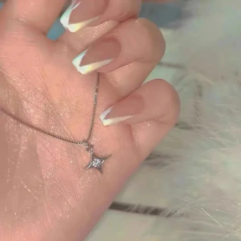 2026 Hot Seller Four Point Star Pendant Necklace Single Central Round CZ Dainty Thin Snake Chain Tiny Minimalist Women Jewelry