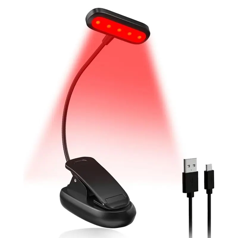 M11K-630Nm Red Book Light For Reading At Night,Dimmable Reading Lights For Books In Bed, LED Book Lamp Clip On,