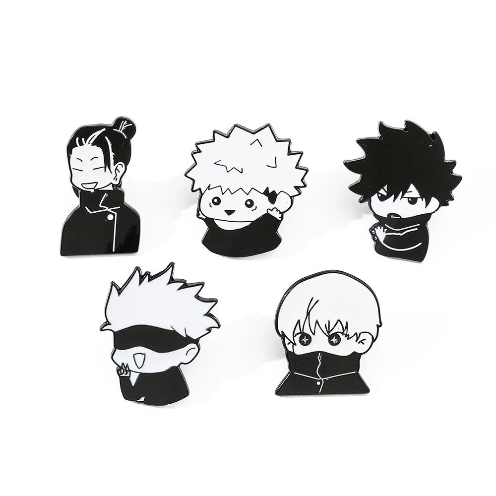 5 Pcs Jujutsu Kaisen​ Creativity Brooch ​​Cartoon Characters Enamel Pin Metal Badge Jewelry Clothing Backpack Accessories Gift