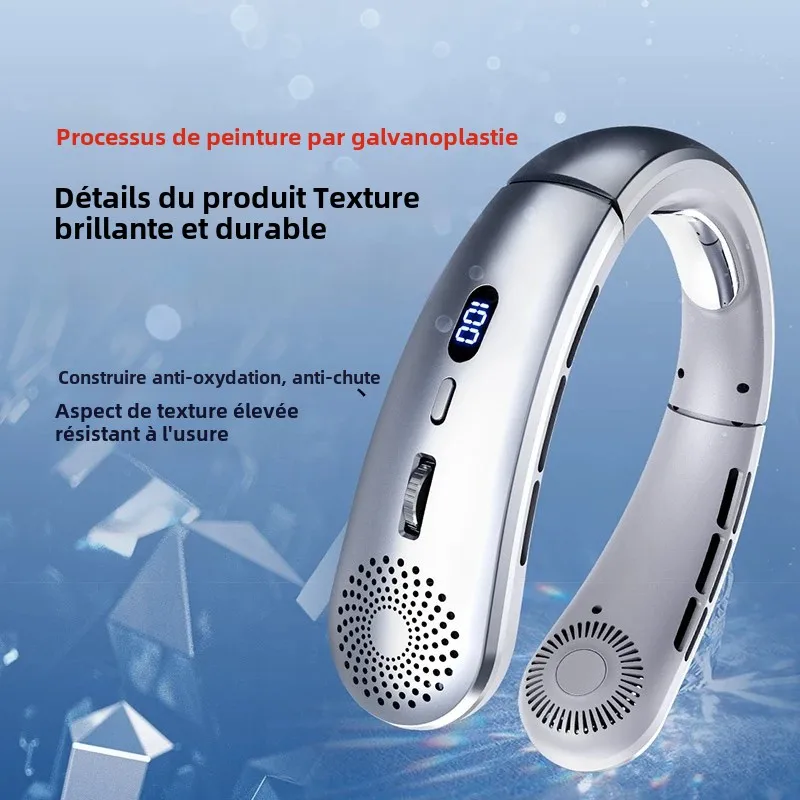 Ventilateur de cou, ventilateur portable léger, ventilateur mains libres à faible bruit à 5 vitesses, ventilateur de sport suspendu pour l'intérieur et l'extérieur