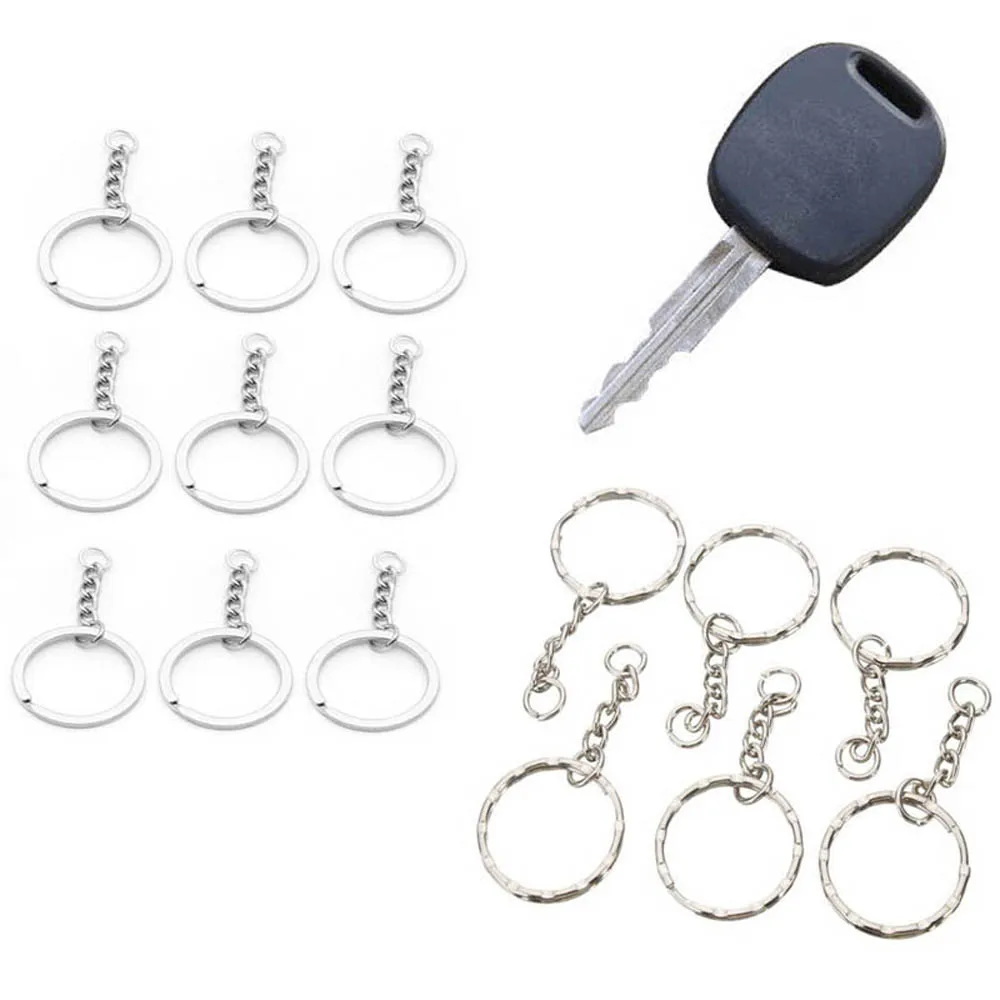 

25mm Jewelry Polished Silver DIY Keyring Keychain Key Fob Short Chain