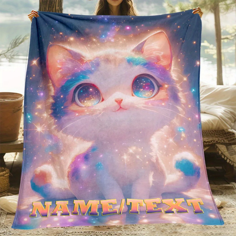 1 قطعة اسم مخصص شخصية القط تصميم الفانيلا رمي بطانية لينة رمي ل أريكة كرسي مكتب التخييم السفر فكرة هدية فريدة من نوعها #1