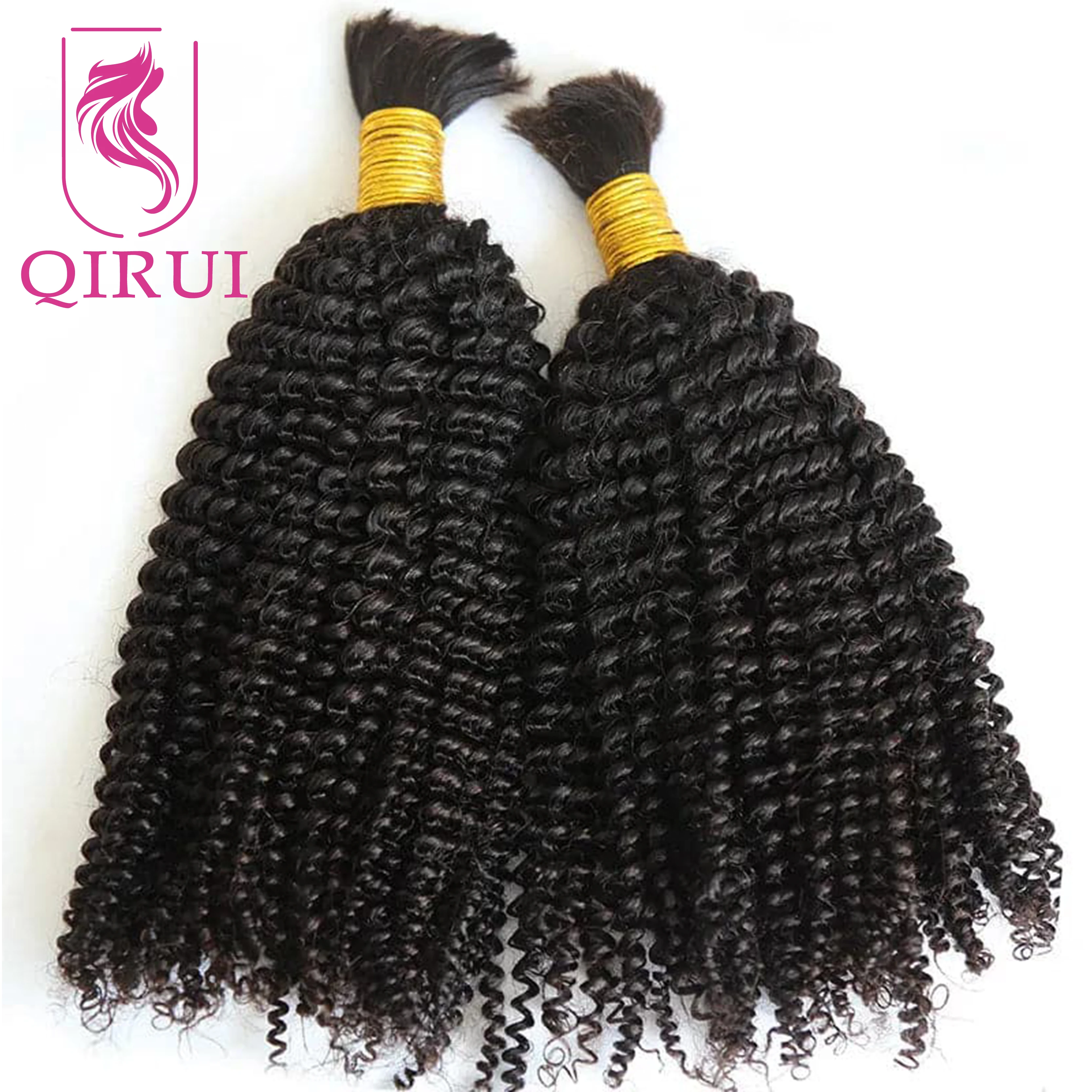 

Bulk Human Hair For Braiding Afro Kinky Curly Burmese Human Hair No Weft Double Drawn Full End Boho Braids Hair Extensions