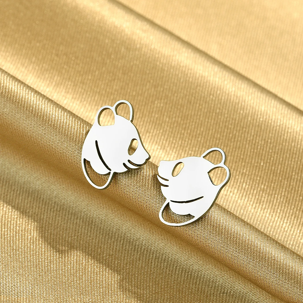 Todorova Panda Head Stud Earrings Stainless Steel Cute Animal Jewelry for Women Girls Birthday Gift