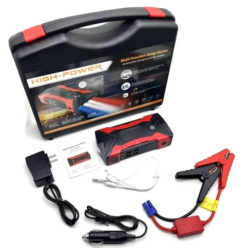Portable High-Capacity Jump Starter with Air Pump - Strong Car Battery for Emergency Starting