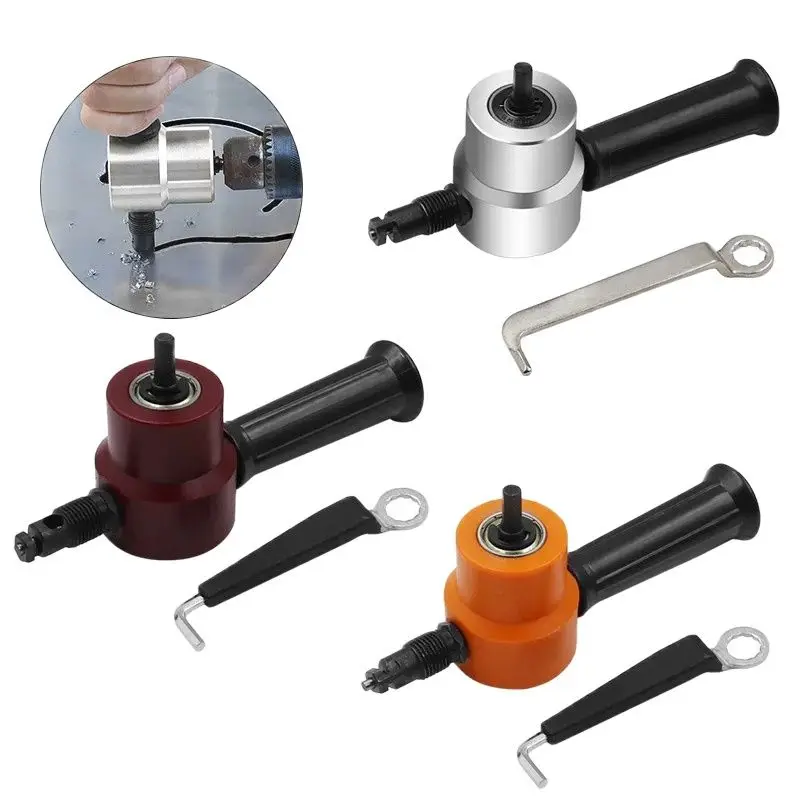 Imagem -02 - Double Headed Sheet Metal Cutting Nibbler Metal Saw Cutter Acessório de Broca Ajustável 360 Graus Ferramentas de Corte Extra