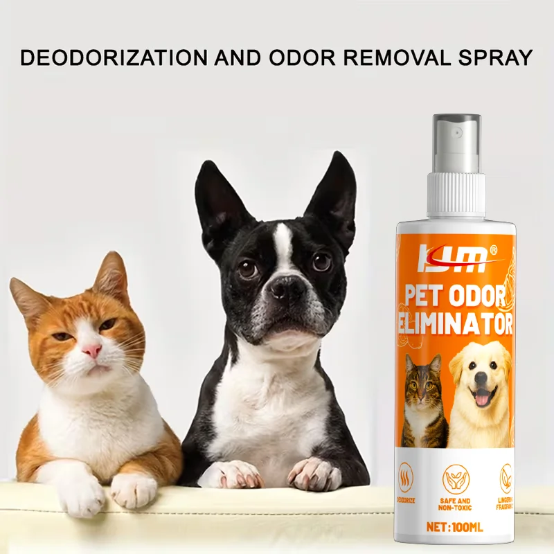 

KJM Pet Odor Eliminator Spray, Enhanced Freshness for Cat Litter and Dog Areas, 100ml, Safe, Non-Toxic, Natural Enzyme Formula