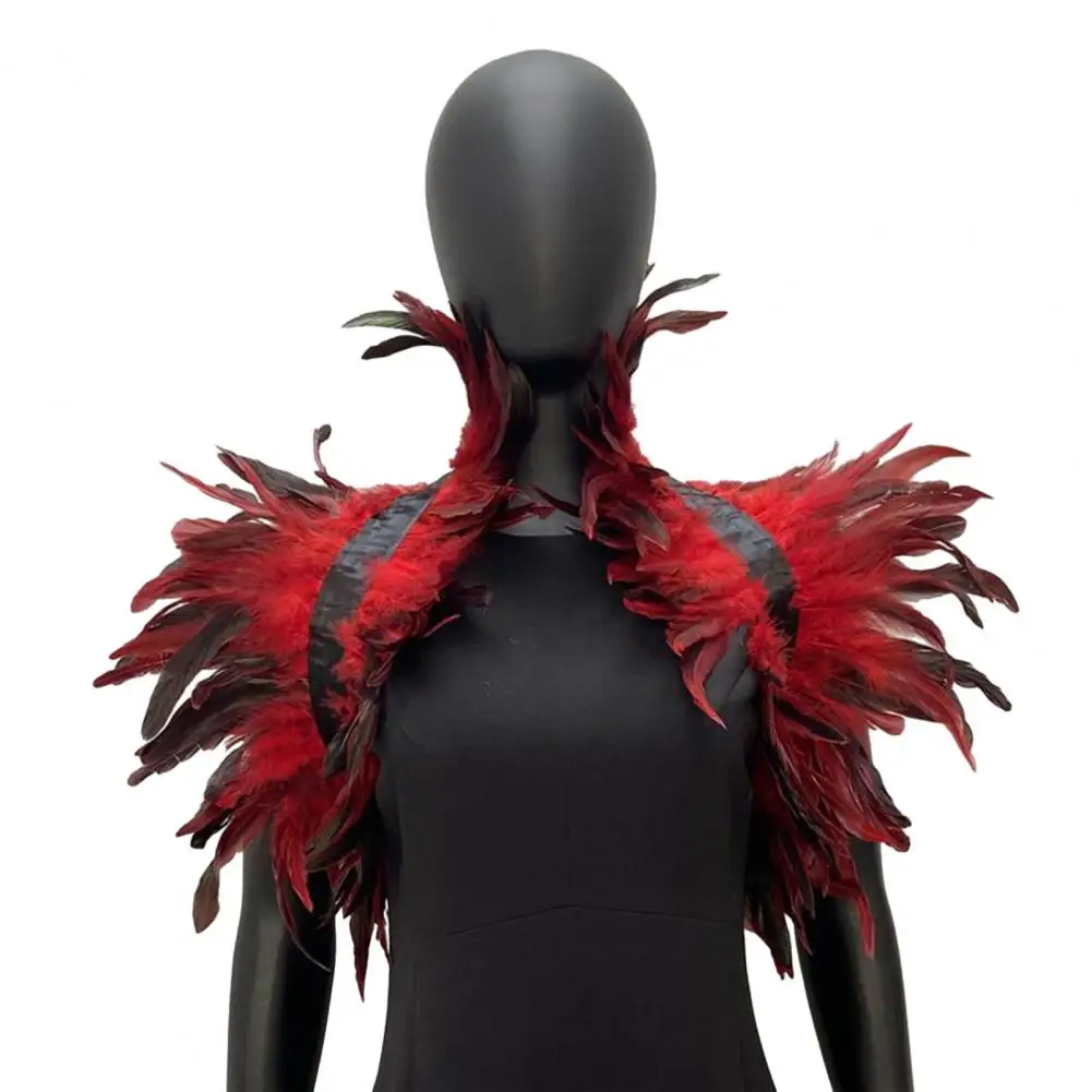 Fake Collar Feather Shawl Sexy Punk Gothic Feather Scarves Halloween Luxury Feather Shoulder Wraps Cosplay Feather Shrug Shawl