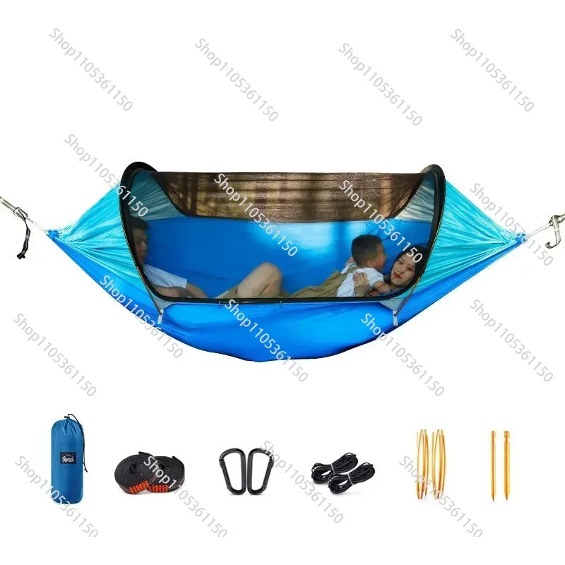 Outdoor Camping Nylon Fabric Hammock Large Space Anti-rollover Mosquito Net Hammocks Wear-resistant 200KG Load-bearing Hammock