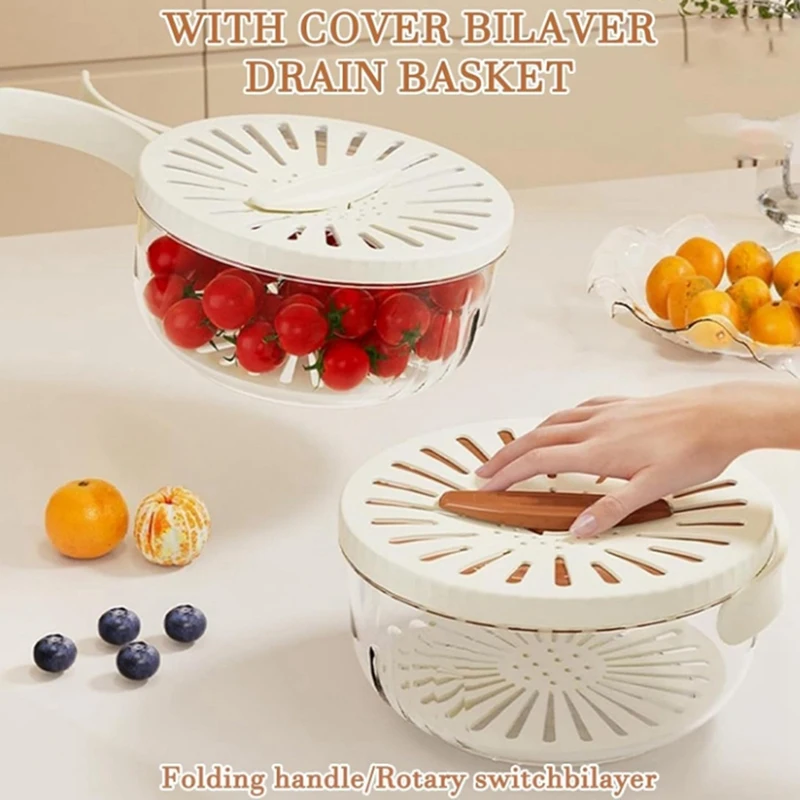 

Fruit And Vegetable Washing Bowl, Detachable Design,Draining Bowl, Colander Strainer Bowl With Foldable Handles