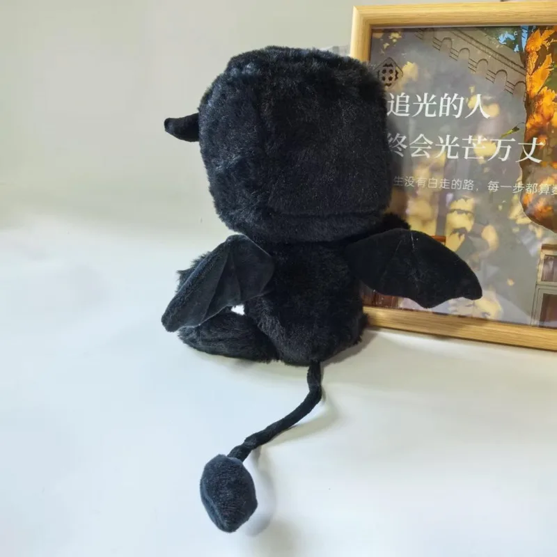 New 27cm Black Devil Stuffed Plush Toy Soft Fuzzy Cartoon Demon Doll With Horn Collectible Decor Toy Gift For Hobby Enthusiasts