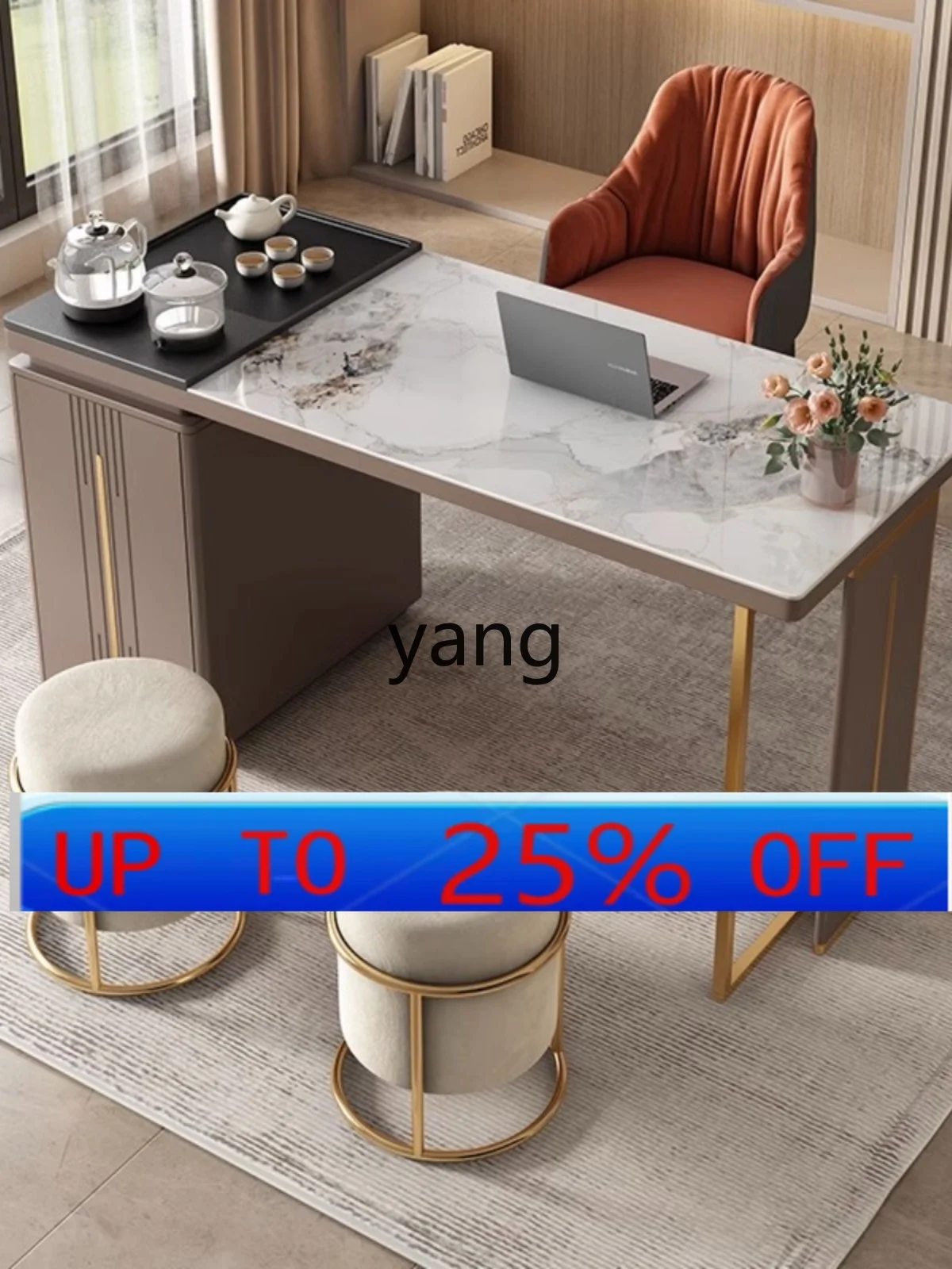 

LMMBalcony Tea Table and Chair Set for Home Use, Modern Light Luxury Small Apartment Tea Table with Integrated Kettle