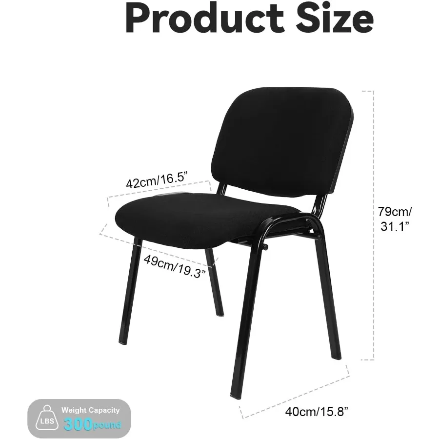 Stackable Waiting Room Chair with Metal Frame, Guest Reception Armless Chair