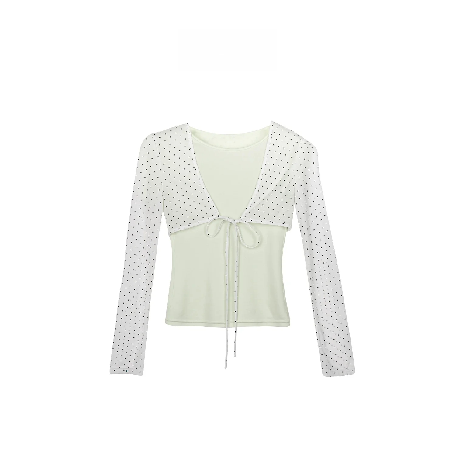 

FORNIYOYO Summer Two-Piece Set Women's Skin-Friendly Slim Fit Sunscreen Polka Dot T-Shirt Long Sleeve round Neck Top