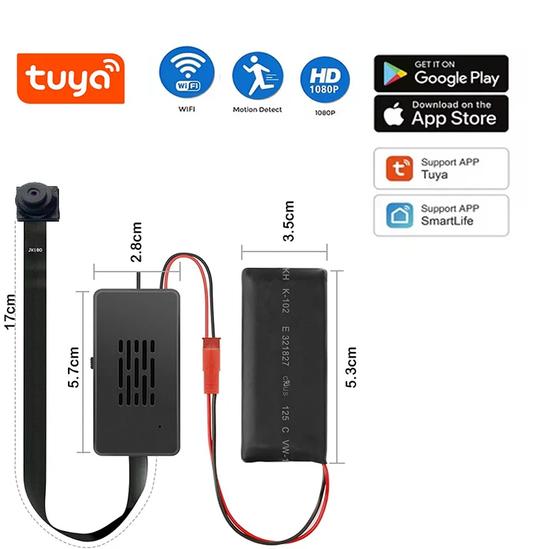 Tuya Smart Mini DIY Drahtlose Kamera HD 1080P Weitwinkel Innen-Sicherheitskamera 2.4G WiFi Fernansicht Bewegungserkennung