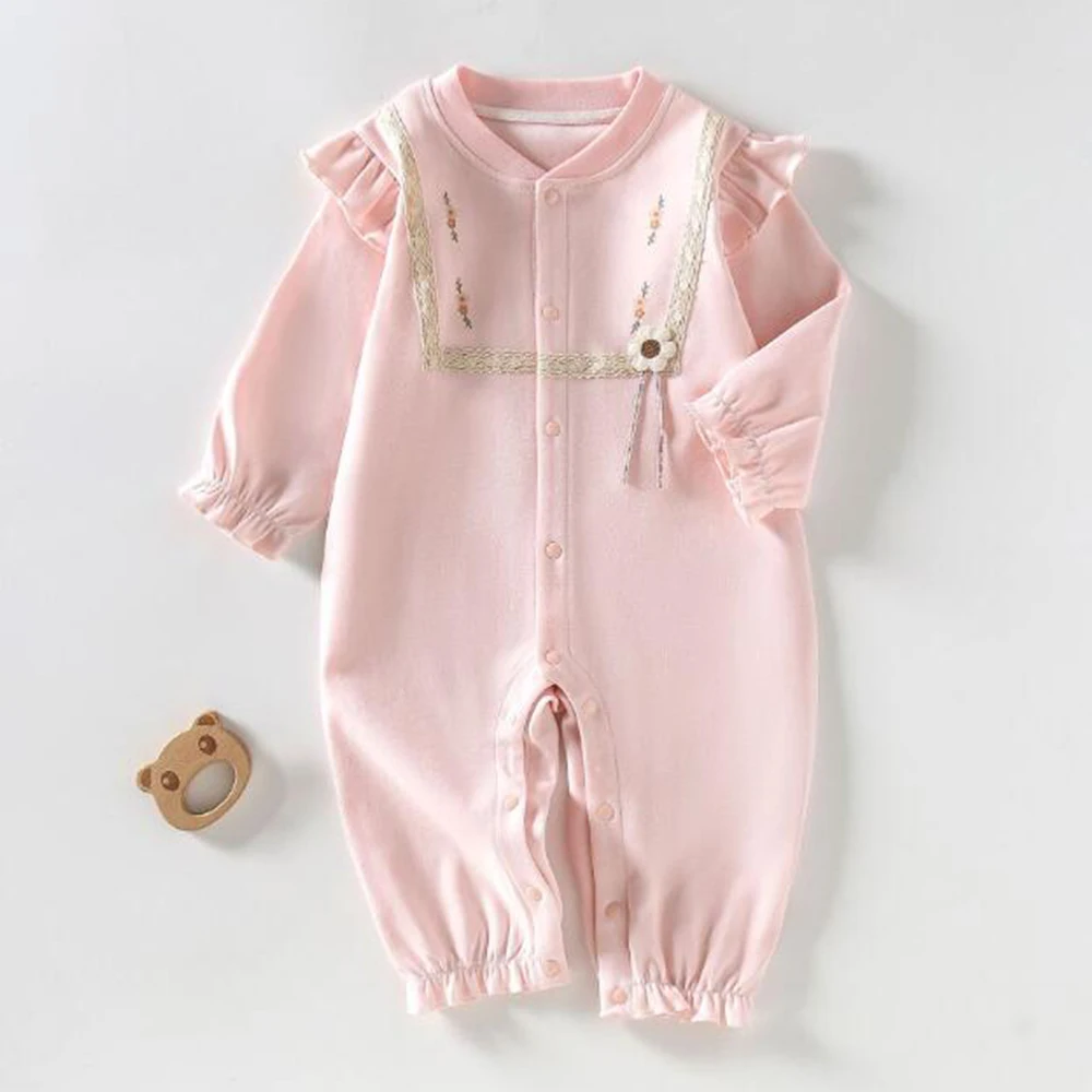 

Baby Girl Romper Long Sleeve Cotton Ruffles Autumn Winter Infant Clothes My First Birthday Baby Jumpsuits Hot Selling