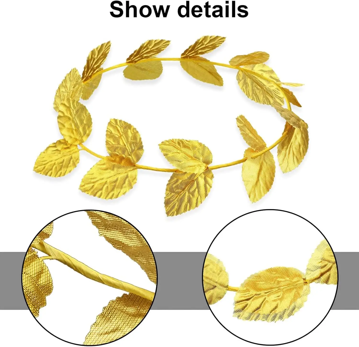 3Pcs Laurel Wreath Crown Roman Leaf Headband Gold Greek Headpiece Goddess Costume for Women Men Halloween Headdress Party Deco