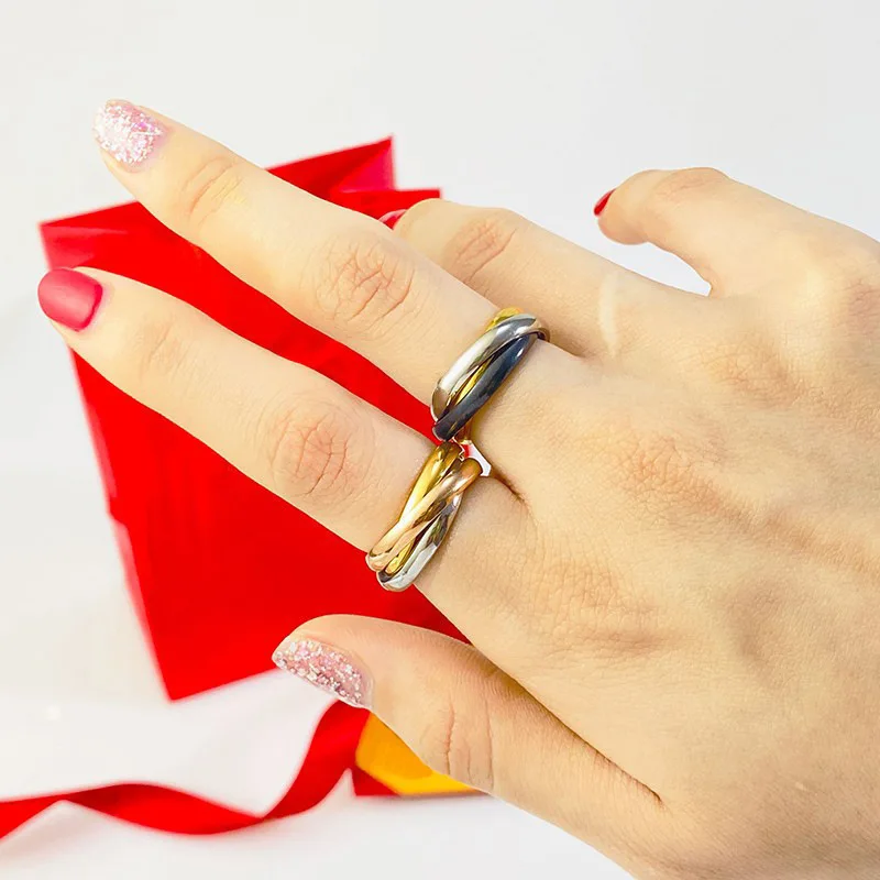 2023 Classic Original Design Tricolor Trinity Ring Fashion Brand Jewelry Couple Ring Gift