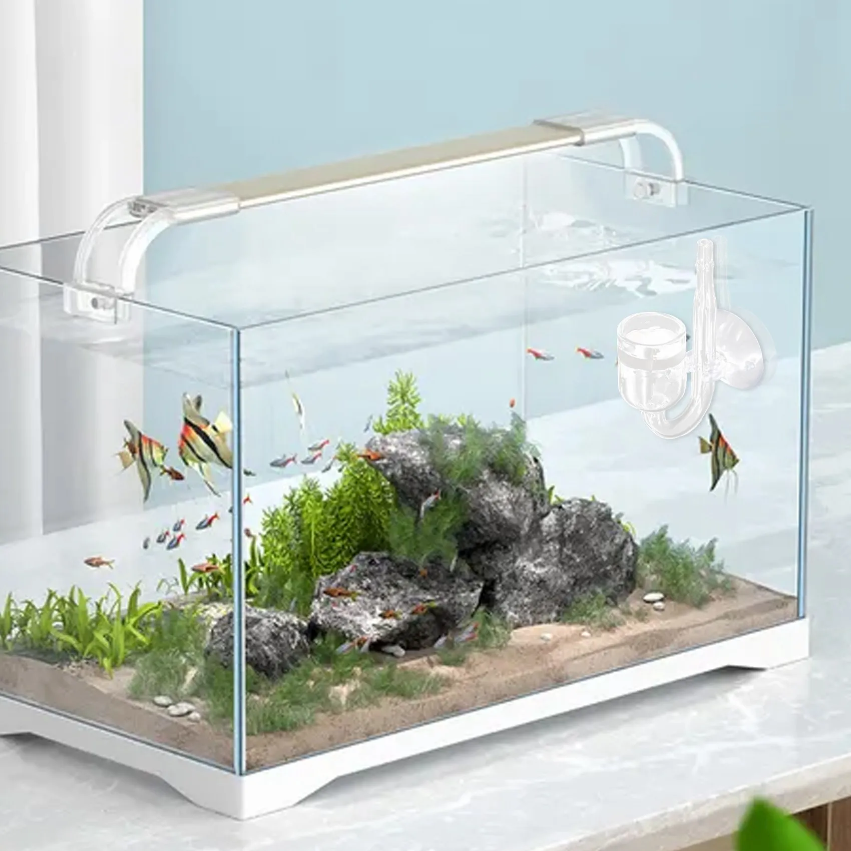 Aquarium Fish Tank CO2 Diffuser Carbon Dioxide Reactor with Ceramic Disc + 2 Suckers