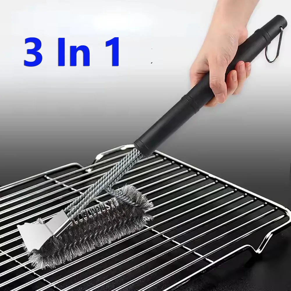 Spazzola per barbecue in acciaio inossidabile, spazzola per la pulizia del barbecue, rimuove facilmente lo sporco, lavabile e antiruggine, accessori da cucina