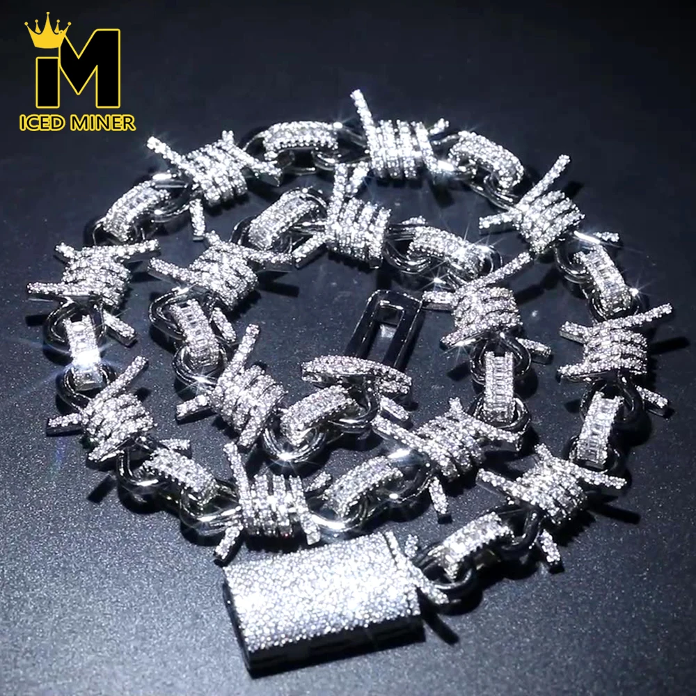 

19mm Thorns Iced Out Chain Necklaces for Men Women Bling 5A CZ Link Chain Hip Hop Jewelry Free Shipping