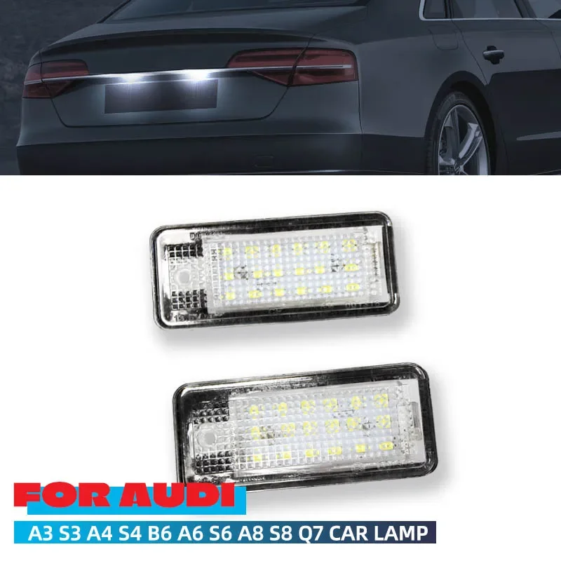

Для Audi A3 S3 8P A4 S4 B6 B7 A6 C6 S6 A8 S8 Q7 RS4 RS6 Plus Avant Quattro Светодиодные фонари номерного знака - 2 шт.