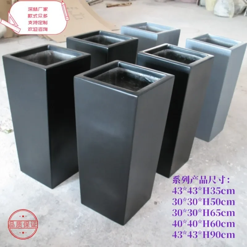 FRP Square Flower Pot for Mall Hotel Indoor Outdoor Use Decorative Planter Vase