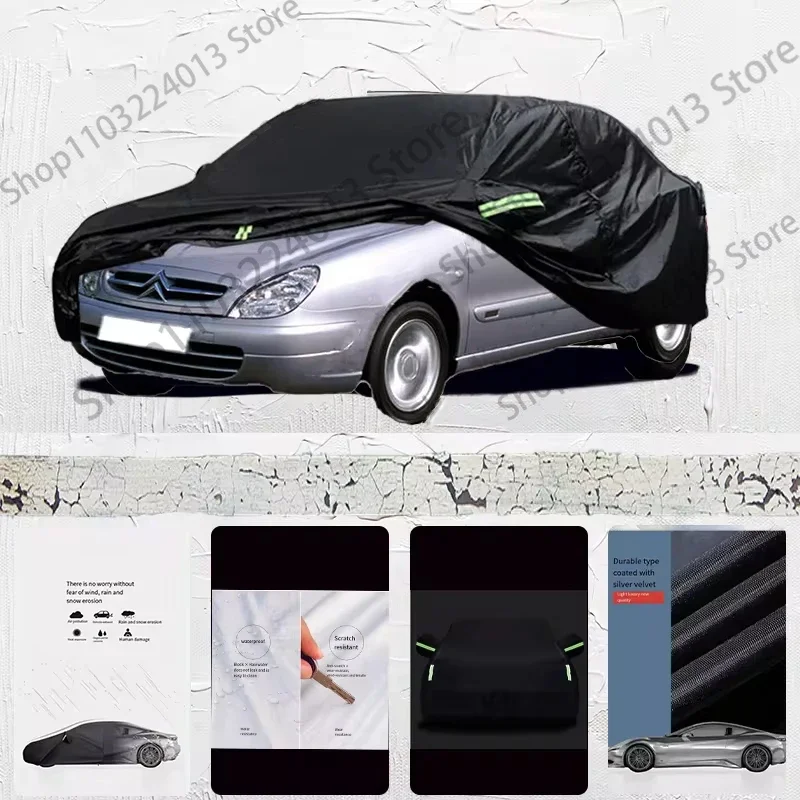 For Citroen Xsara fit Outdoor Protection Full Car Covers Snow Cover Sunshade Waterproof Dustproof Exterior Car cover Black