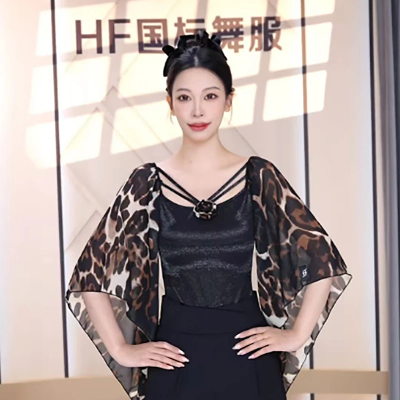 

2026 Modern Dance Tops For Woemn Loose Sleeved Bodysuit Samba Chacha Walzt Adult Female Ballroom Dance Performance Wear XH4895