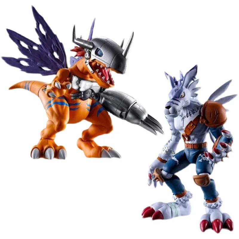 Bandai Original Digimon Adventure Were Garurumon Metal Greymon PVC Anime Figure Model Collecile Action Toys