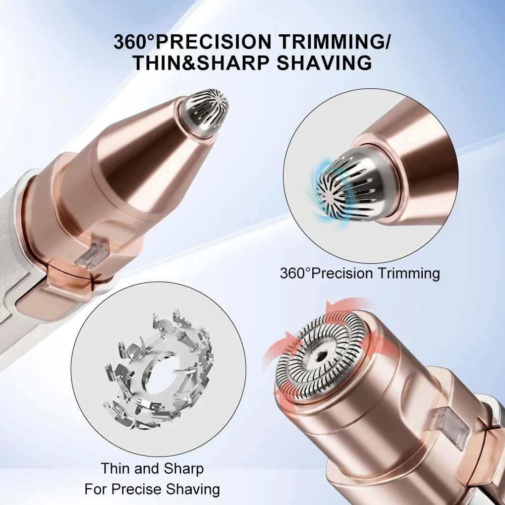 2 IN 1 Epilator Electric Eyebrow Rechargeable Trimmer Female Body Facial Lipstick Shape Hair Removal Mini Painless Razor Shaver