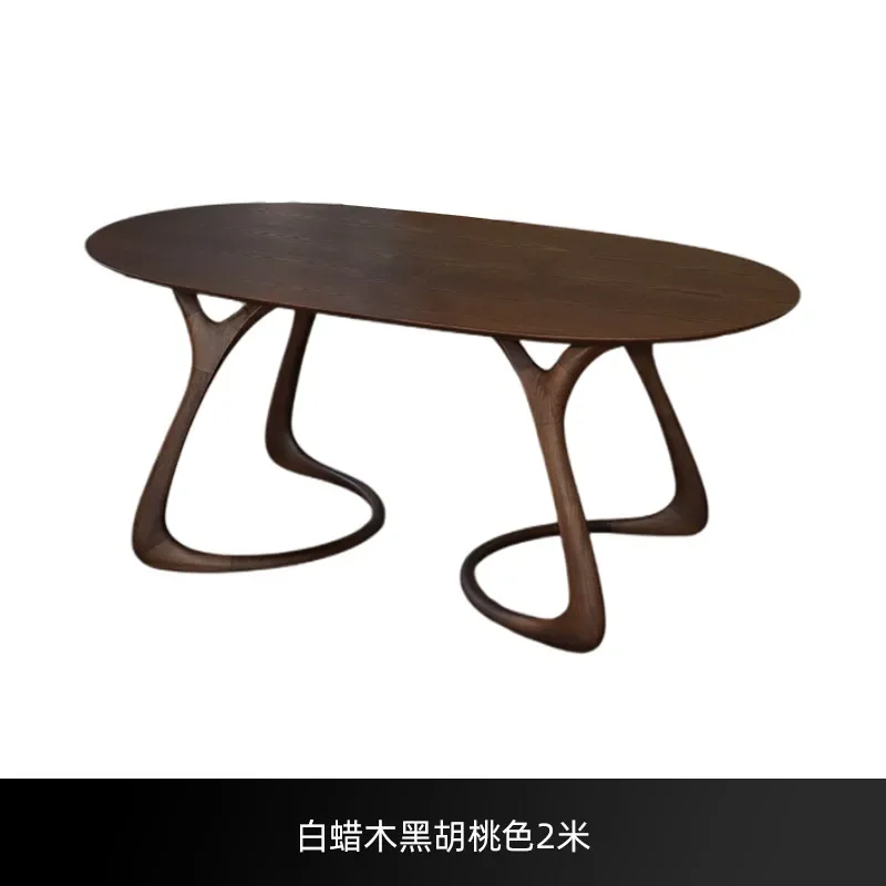 

JJMedieval Solid Wood Dining Table Black Walnut Tea Dining Table Light Luxury High-end Hotel Negotiation Table