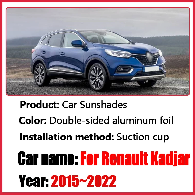 Car Covers For Renault Kadjar 2015 2016~2022 Auto Front Rear Side Sunscreen Shades Anti-UV Sun Visors Privacy Blocks Accessories